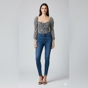 Missguided sheer dalmation print Black and White Patterned Bodysuit longsleeve